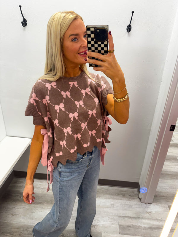 Bow Sweater Mocha Pink