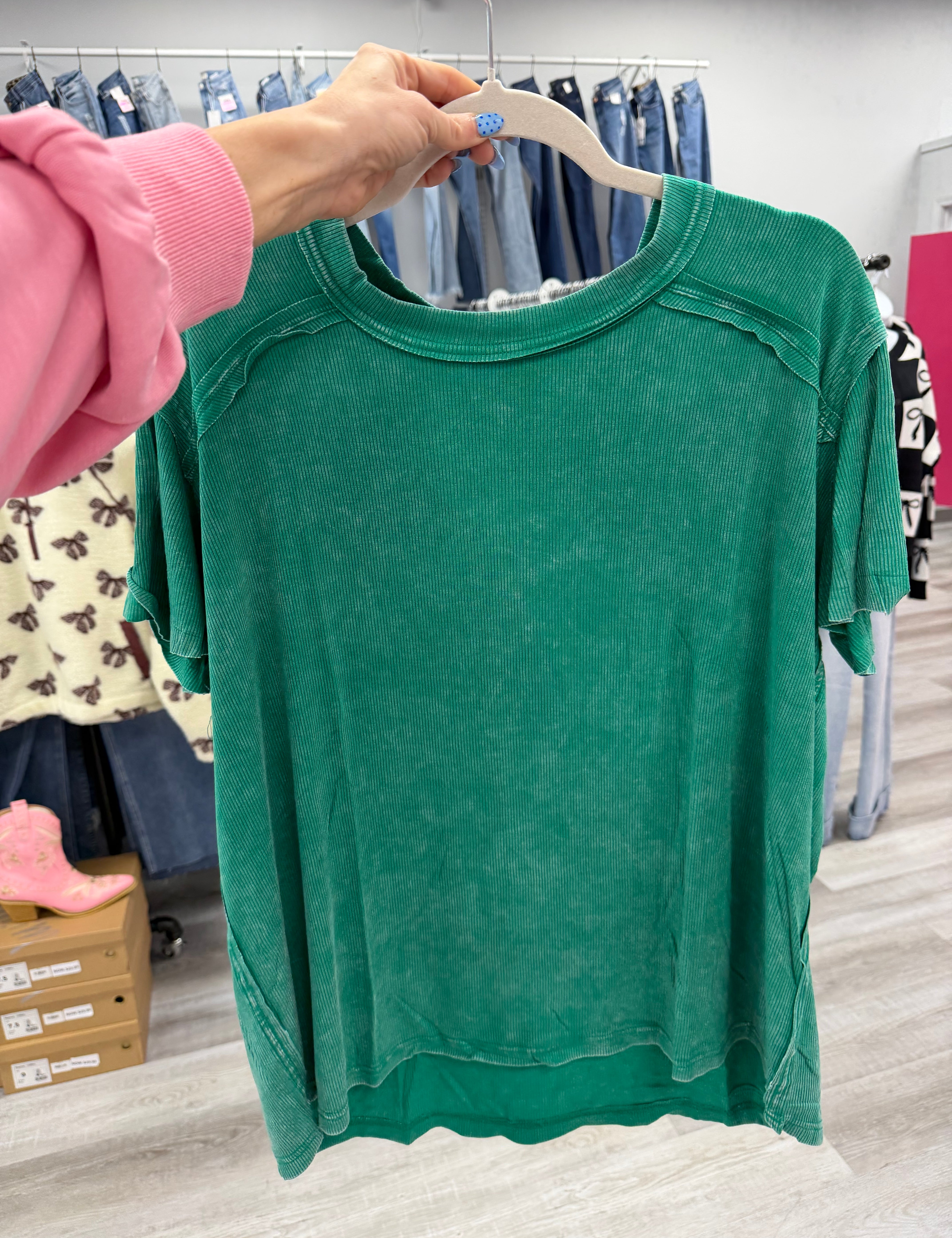 The Perfect One | Washed Ribbed Short Sleeve Top