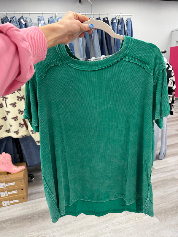 The Perfect One | Washed Ribbed Short Sleeve Top