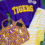 LULU MAC | TOTE BAG PURPLE/YELLOW TIGER STRIPE