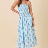Put You First Blue Floral Midi