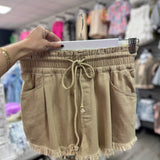 Take My Heart Fray Denim Shorts