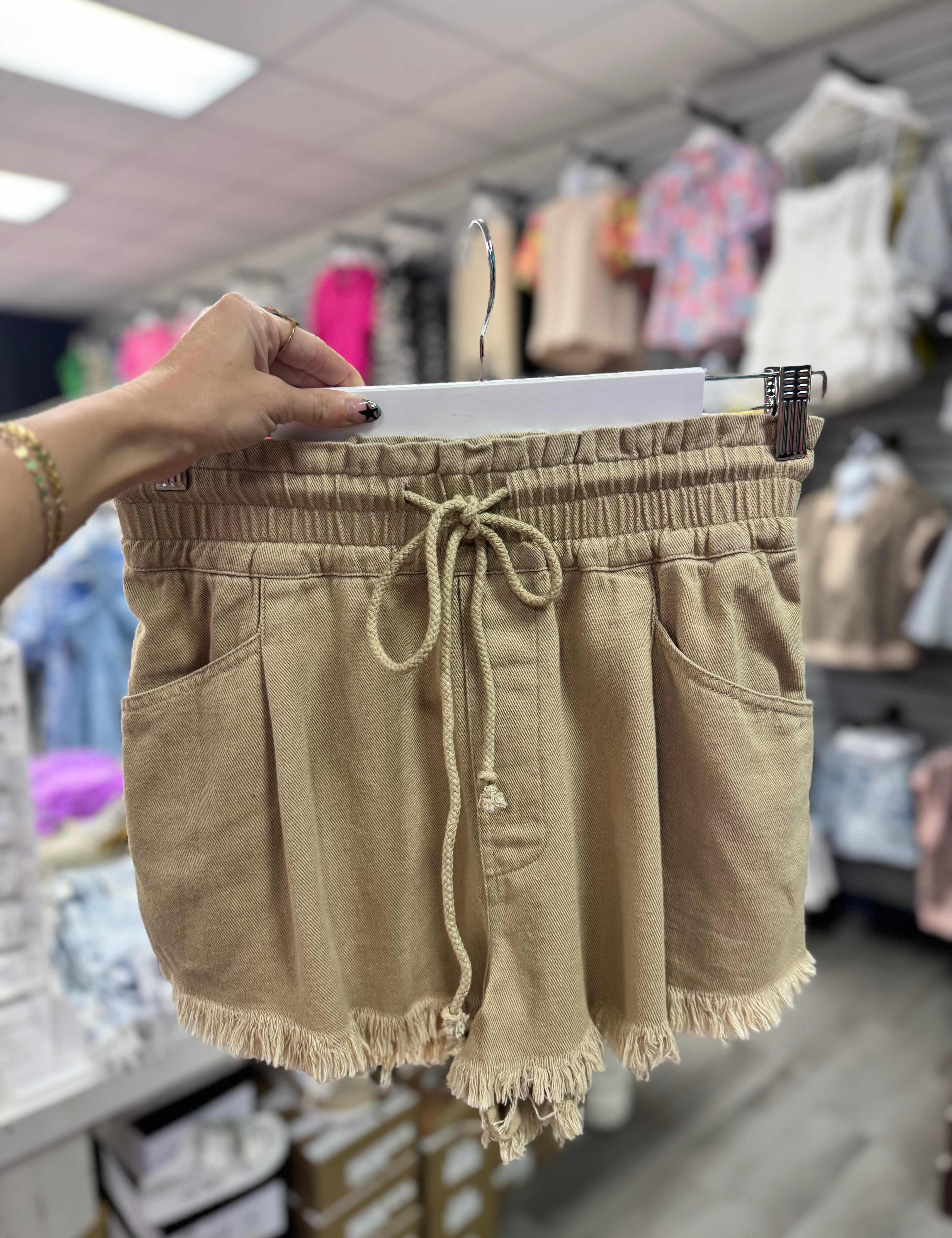 Take My Heart Fray Denim Shorts