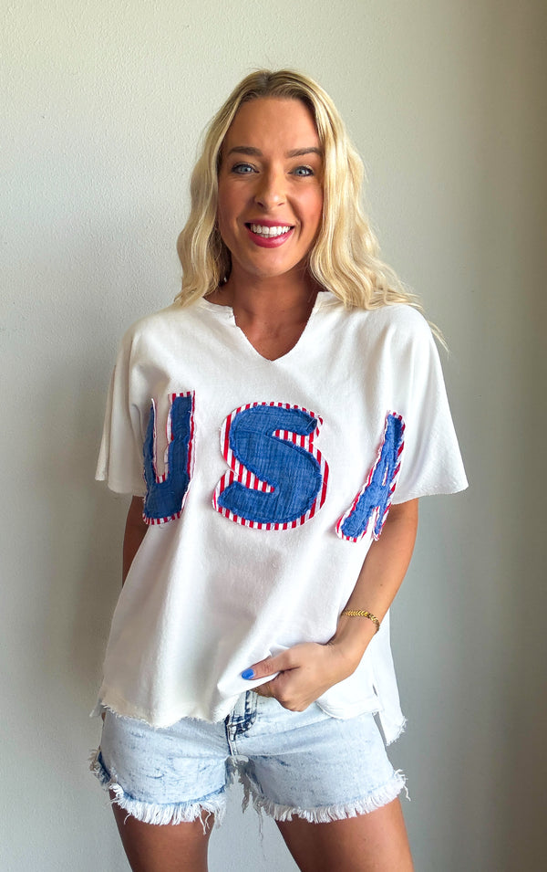 Mineral Wash USA Top White