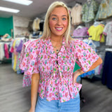 Sweet Meadow Floral Top | Pink