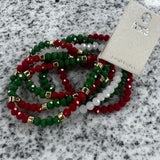 Holiday Faceted Beaded Stretch Bracelets
