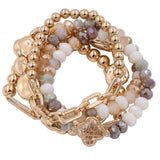 Beaded Clover Accent Jewelry Set Bracelet