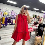 Red and Black Collar Dress
