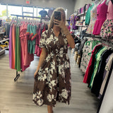 Espresso Color Abstract Pattern Dress | FINAL SALE