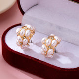 Pearl Cluster Half-Hoop Stud Earrings | 80E61733