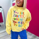 Reversible Graphic Mock-Neck Crop Sweatshirt Yellow