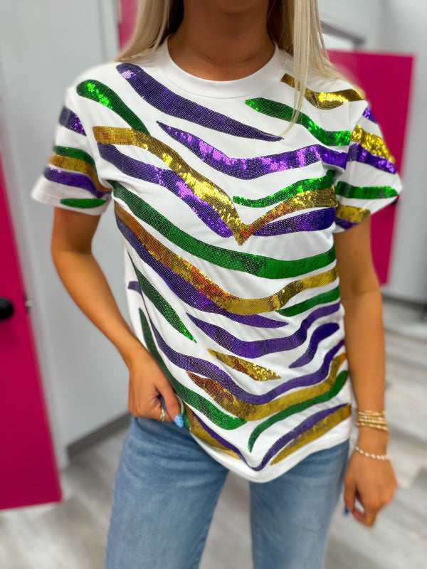Tiger Stripe Mardi Gras Top