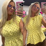 Polka Dot Pleated Top
