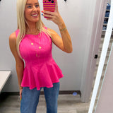 Pink Paradise Peplum Blouse