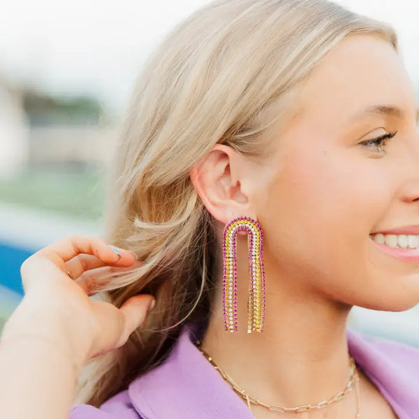 Purple/Gold Rhinestone Chain Drops