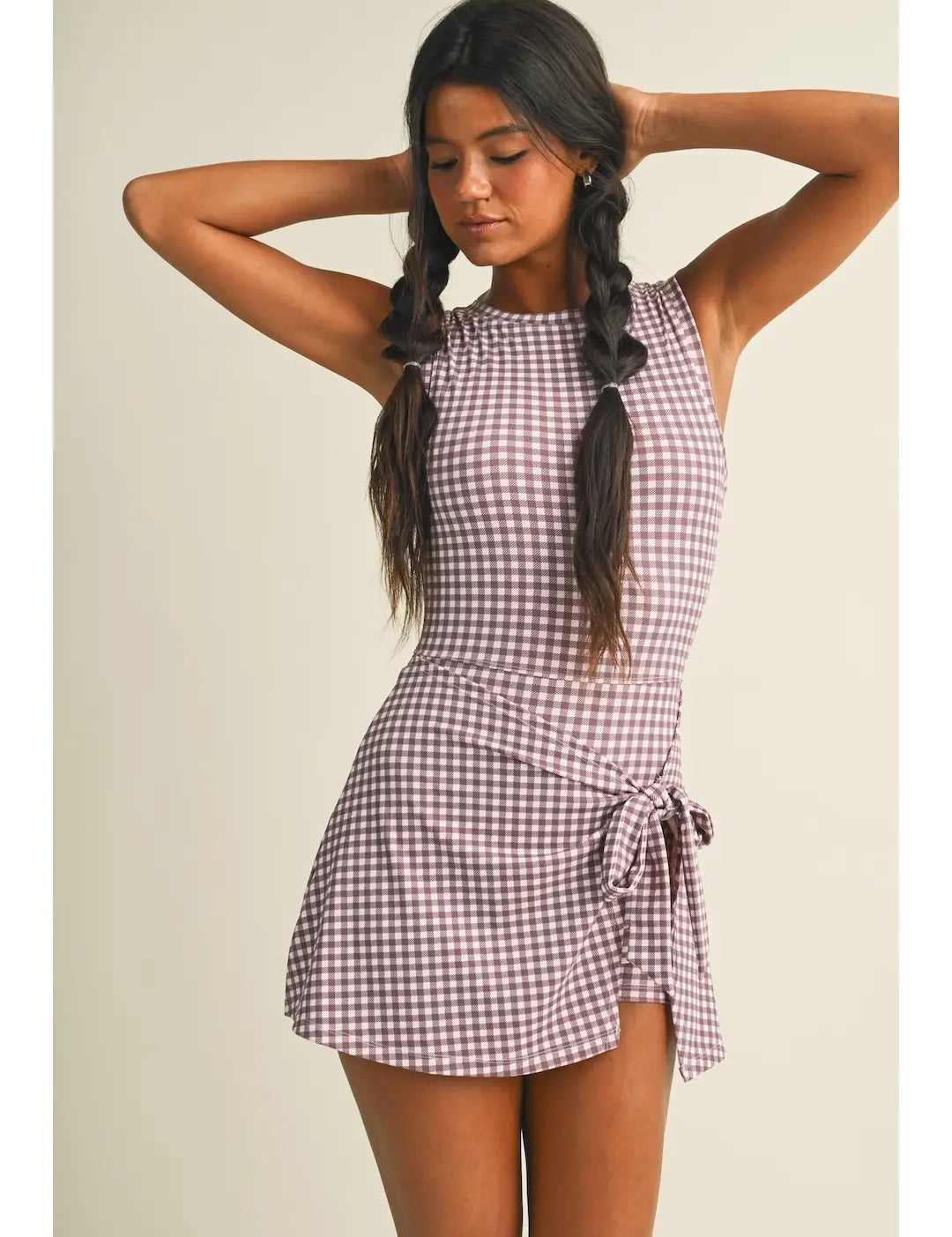 Squeeze the Day Gingham Athletic Romper Dress