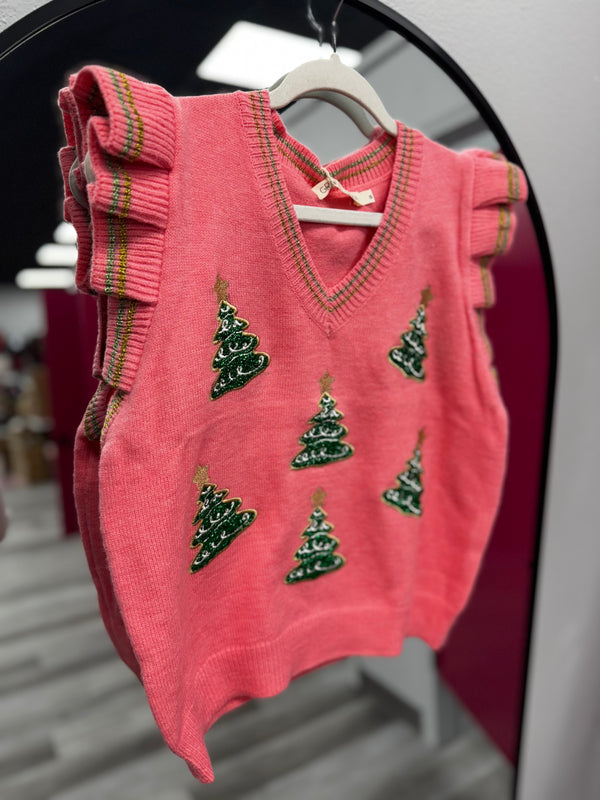 Glitter Christmas Tree Sweater Vest