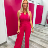 Crinkle Textured Collar Zip-up 2pc Loungewear Set