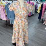 Coral Flower Bouquet Dreams Maxi Dress