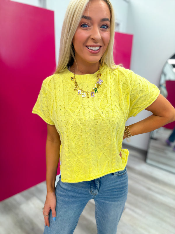 Lemon Braided Sweater