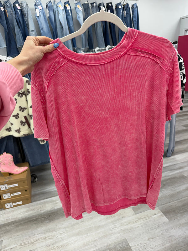 The Perfect One | Washed Ribbed Short Sleeve Top