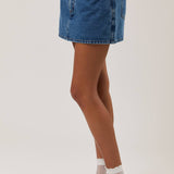 The Mallory Mid Waist Denim Skort