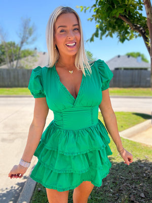 Poplin Tired Mini Dress Romper