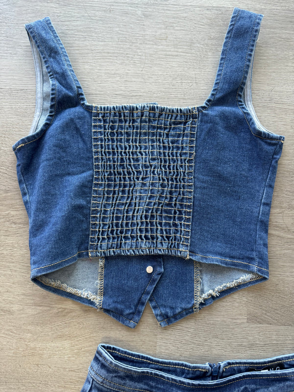 Denim Vest Top - Dark Denim