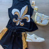 Black and Gold Sequin Shorts