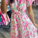 Floral Dreams Dress White and Pink