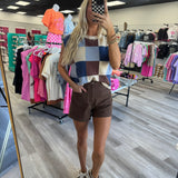 Check It Out Checkered Sweater | Dark Blue Brown Mix