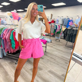 Pink Belted Shorts