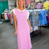 Pink Coast Stripe Midi Dress