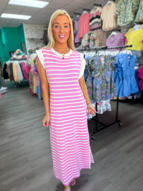 Pink Coast Stripe Midi Dress