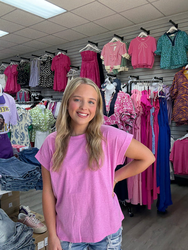 BIRTHDAY DEAL | Round Neck Folded Short Sleeve T-shirt