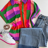 Multicolor Stripes Button-up Top