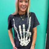 Skeleton Turquoise Hand Graphic Tee