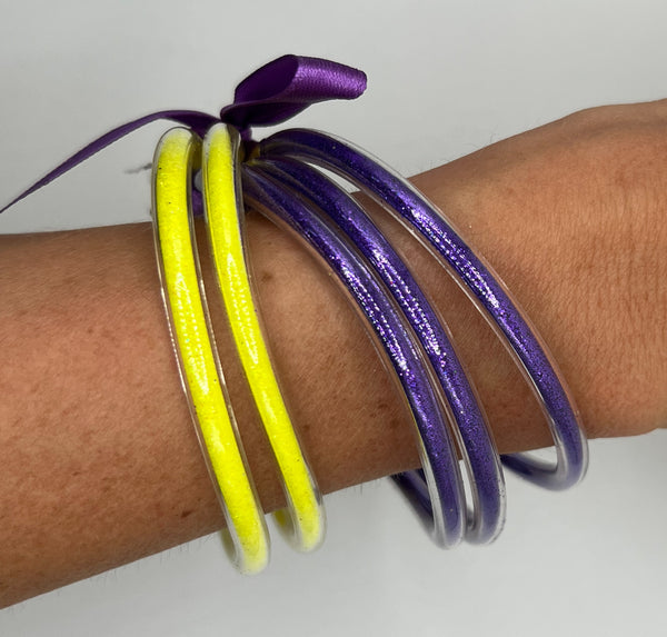 Purple and Yellow Jelly Bracelets