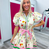 The Garden Gala Mini Dress | Cream