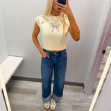 Bow Rhinestone Sweater