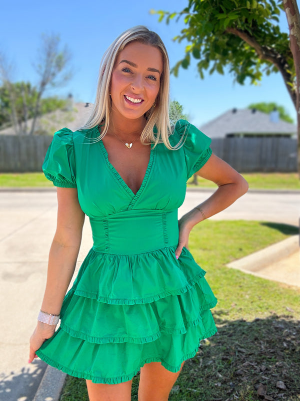 Poplin Tired Mini Dress Romper