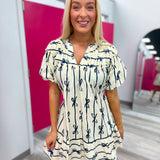 Just The Sweetest Bow Ribbon Dress - Cream &  Navy