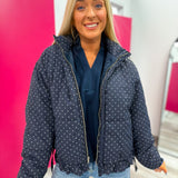 Navy and White Puff Jacket