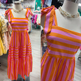 Boardwalk Bow Dress | Orange and Pink