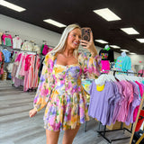Pastel Pink Yellow Purple  Romper
