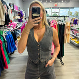 Black Denim Romper