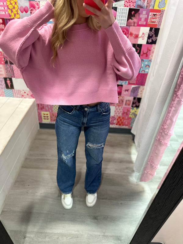 Spring In It Sweater Baby Pink