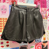 Faux Leather Shorts with Studs | Black