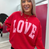 Love Pink Gingham Red Sweatshirt | LULU MAC