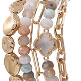 Beaded Clover Accent Jewelry Set Bracelet